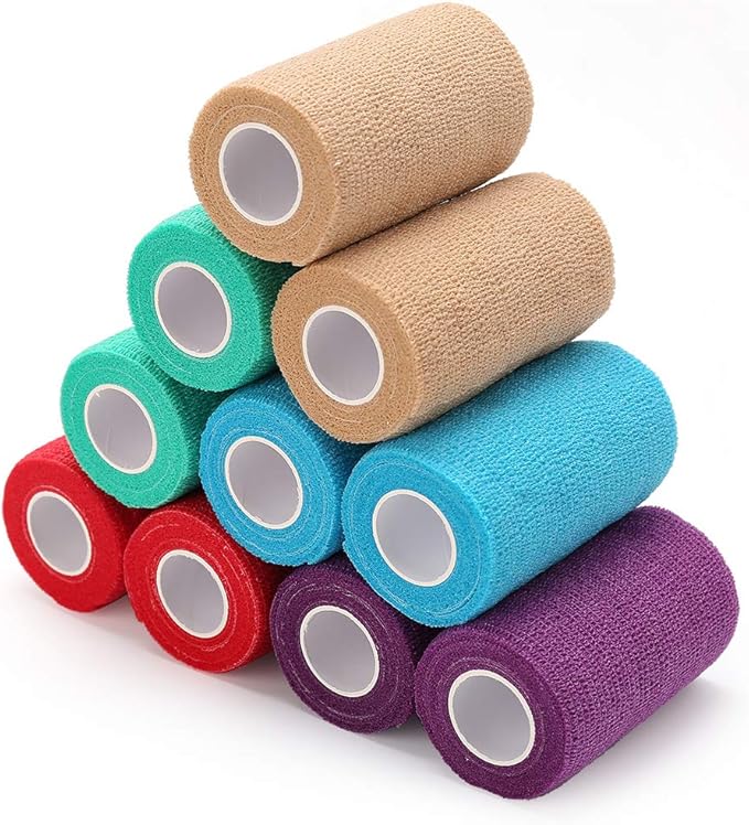 LotFancy Vet Wrap for Horses, 10 Pack, 3 inch by 5 Yards, Self Adhesive Bandage Wrap, Non-Woven Medical First Aid Tape for Pet Dog Cat Ankle Sprains &amp; Swelling, Horse Leg Wraps