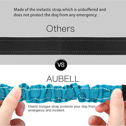 AUBELL Dog Seat Belt for Car,Updated 3-in-1 Adjustable Reflective Bungee Heavy Duty Dog Car Harness Tether with Clip Hook Latch &amp; Buckle,Swivel Zinc Alloy Carabiner,Blue