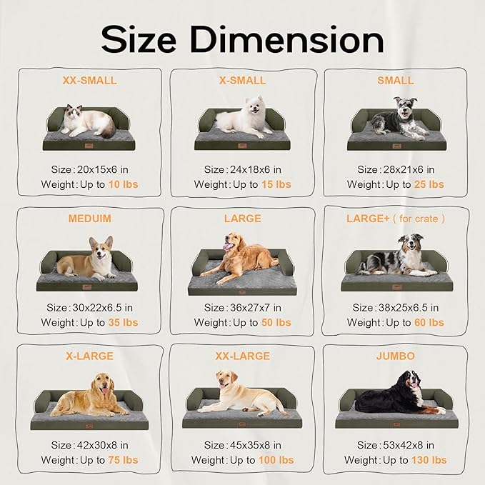 Small Dog Bed Orthopedic Washable Cat Bed Memory Foam Couch Sofa Comfy Pet Beds with Waterproof Removable Cover &amp; Non-Slip Bottom