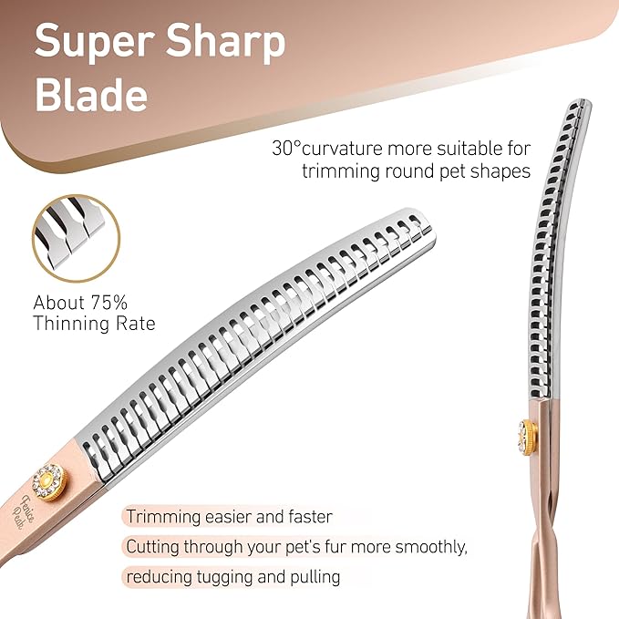 Fenice Peak Professional Curved Chunker Dog Grooming Scissors 8.0&