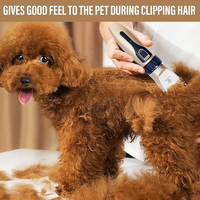 Grooming Kit for Dogs at Home - Rechargeable Low Noise Cat and Dog Shavers &amp; Clippers for Grooming Thick Hair - Cordless Grooming Clippers Includes Pet Hair Clippers, Nail Trimmer, Shears &amp; Bath Brush