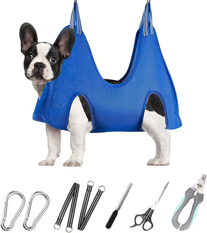 Pet Grooming Hammock for Small Dogs &amp; Cats with Nail Clippers/Nail Trimmers/Grooming Scissors, Dog Grooming Harness for Nail Trimming, Pet Grooming Sling Helper