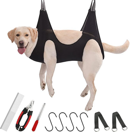 Guzekier Pet Dog Grooming Hammock Harness for Cats &amp; Dogs, Dog Sling for Grooming, Dog Hammock Restraint Bag with Nail Clippers/Trimmer, Nail File, Pet Comb,Ear/Eye Care