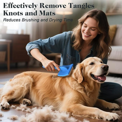 2PCS Slicker Brush for Dogs &amp; Pet Comb,Professional Dog Grooming Brush (Goldendoodles,Poodles,Labradoodles) with Extra Long Pins to Effectively Remove Tangles, Knots and Mats (Blue)