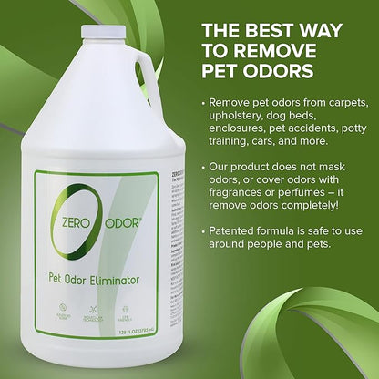 Zero Odor - Pet Odor Eliminator for strong odor, Eliminate Air &amp; Surface Odors – Patented Molecular Technology Best For Carpet, Furniture, Beds Smell Great Again (128 Ounces)