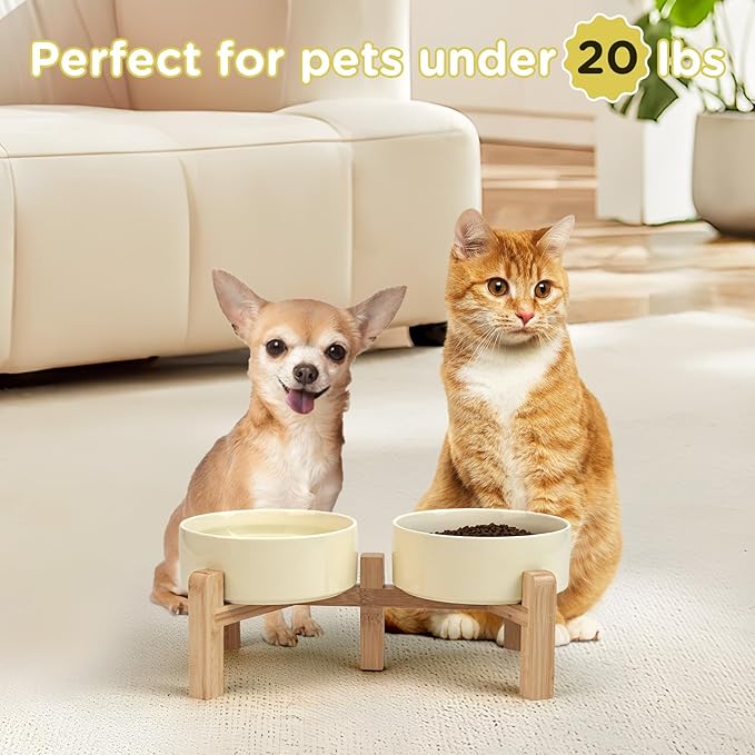 SPUNKYJUNKY Elevated Dog Bowls Ceramic, 5.1&