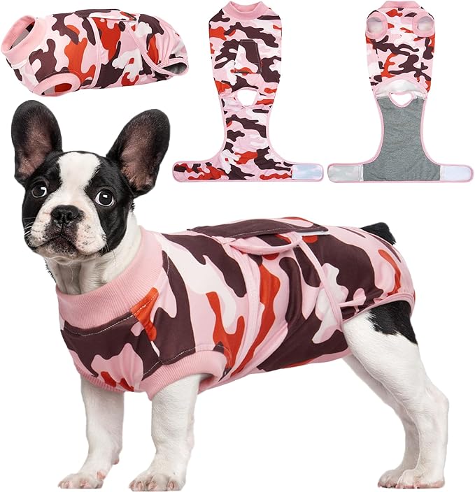 Kuoser Recovery Suit for Dogs Cats After Surgery, Professional Pet Recovery Shirt Dog Abdominal Wounds Bandages, Substitute E-Collar &amp; Cone,Prevent Licking Dog Onesies Pet Surgery Recovery Suit