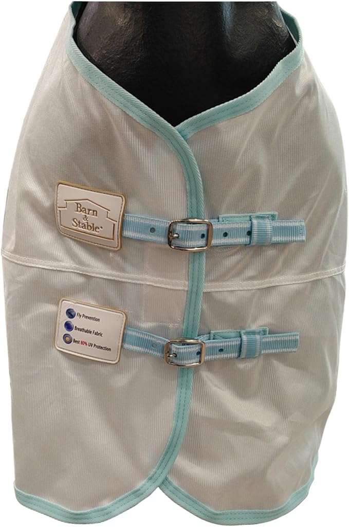 BARN &amp; STABLE Breathable and Tear-Resistant Horse Fly Sheet with UV Protection Equine Summer Sheet Horse Fly Blanket with Removable Web Leg Straps