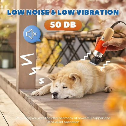 200W Pet Grooming Clippers for Thick Heavy Coats, 2000-6000rpm Stepless Speed Control &amp; 10ft Power Cord, Low Noise< 50db, Dog Trimmer Kit with Extra Detachable Blade &amp; 2 Limit Combs of 4 Sizes