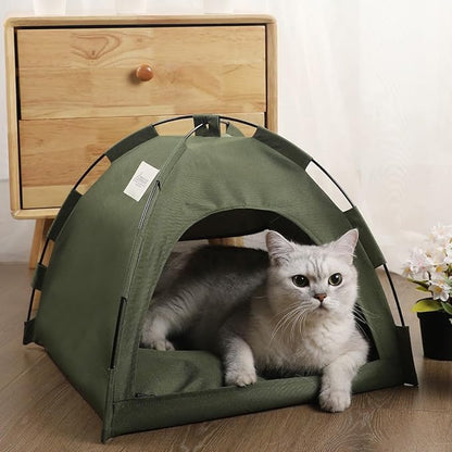 Cat Tent – Lightweight &amp; Breathable Waterproof Shelter Designed for Indoor/Outdoor Adventures, Giving Your pet Safe Outdoor Exploration Joy. (Olive Drab, 13.8×13.8 in)
