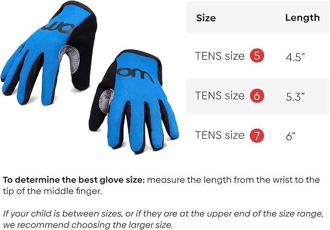 woom TENS Bike Gloves, Child’s &amp; Youth Bicycle Full Finger Protection with Grip for Road Cycling &amp; Mountain Biking (Boys &amp; Girls)