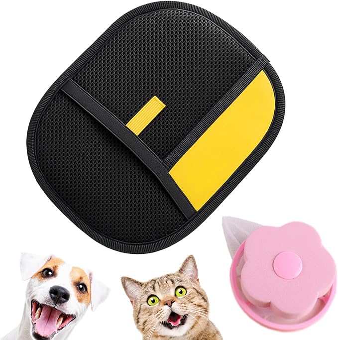 Pet Hair Removal Gloves, Pet Grooming Gloves, Electrostatic Pet Hair Remover Glove for Cats &amp; Dogs, Washable Reusable Pets Hair Remover Tool for Clothing, Furniture, Couch, Car Seat, Curtain (1)