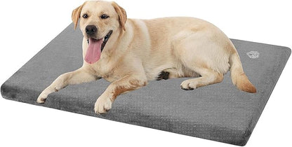 EMPSIGN Stylish Dog Bed Mat Dog Crate Pad Mattress Reversible (Cool &amp; Warm), Water Proof Linings, Removable Machine Washable Cover, Firm Support Small to XX Large Dogs, Grey,XL(41&