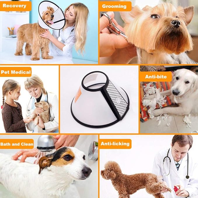 2 Pack Cat Cones to Stop Licking, Cat E Collar Pet Cone for Cats After Surgery, Pet Elizabethan Collar Dog Head Cone Recovery Cone for Most Cats &amp; Small Dogs (Size L, 5