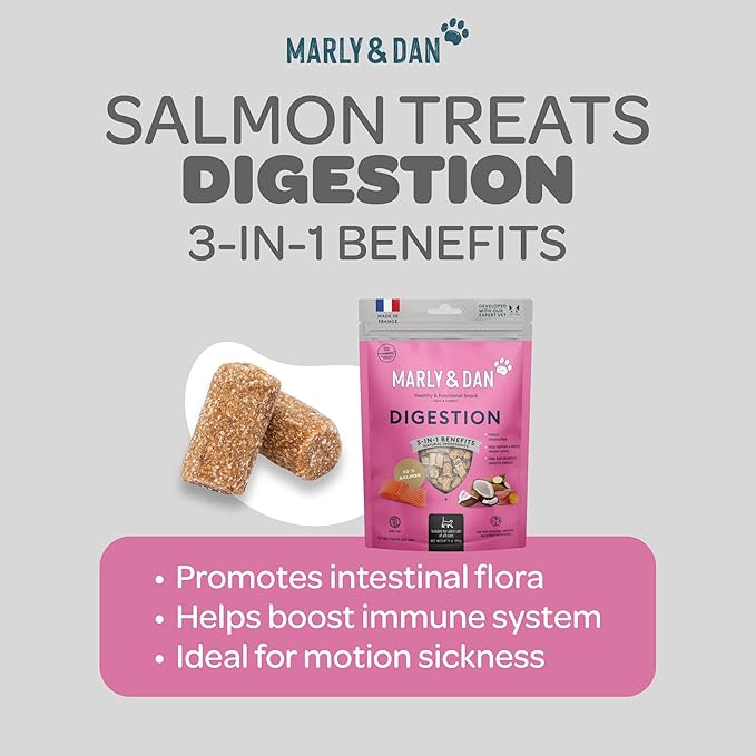 Marly &amp; Dan Salmon Treats for Cats with Sweet Potato &amp; Tumeric, Tummy &amp; Digestion Recipe, 3-oz Bag