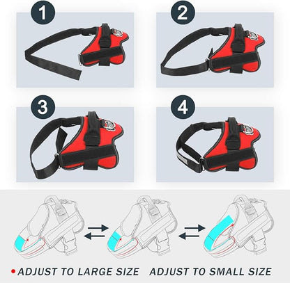 Bolux Dog Harness, No-Pull Reflective Dog Vest, Breathable Adjustable Pet Harness with Handle for Outdoor Walking - No More Pulling, Tugging or Choking (Red, XS)