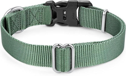 Mikivery Nylon Dog Collar with Quick Release Buckle Soft Adjustable Sturdy for Small Medium Large Dogs Emerald,L