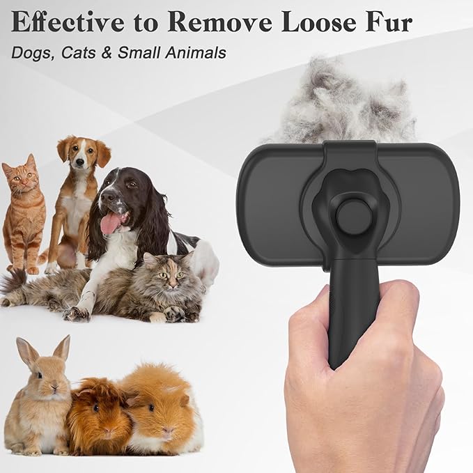 Swihauk Self Cleaning Slicker Brush for Dogs &amp; Cats - Skin Friendly Deshedding and Grooming Brush for Haired Pets, Pet Supplies Accessory, Black