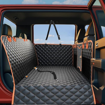 Back Seat Extender for Dogs,Dog Car Seat Cover for Back Seat with Hard Bottom Holds 500 lbs,Car Seat Protector,Waterproof Extender for Dogs,Dog HammockPet Bed for Full-Size Cars,SUVs, Small Trucks