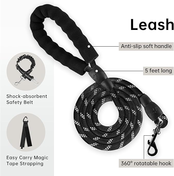 IVY&amp;LANE No Pull Dog Harness with Leash Set, Reflective No Choke Pet Vest,Adjustable Oxford Dog Vest Harness with Easy Control Handle for Large Dogs (Vintage Blue,XL)