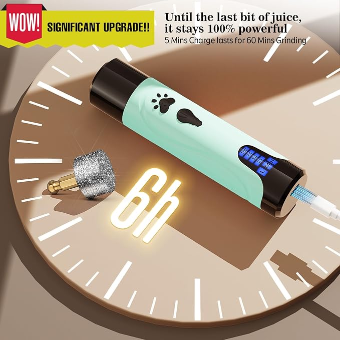 YABIFE Dog Nail Grinder, Dog Nail Trimmers and Clippers Kit, Super Quiet, Rechargeable, for Small Large Dogs &amp; Cats Toenail &amp; Claw Grooming,3 Speeds