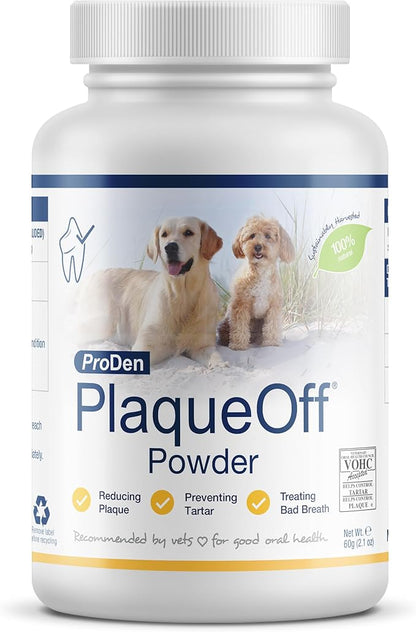 ProDen PlaqueOff Powder for Pets - Cat &amp; Dog Breath Freshener - Plaque &amp; Tartar Remover for Pet Oral Care - 60g