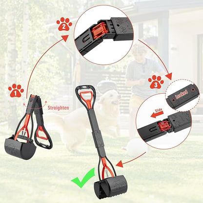 33" Pooper Scooper 2 Pack, XL Tall Handle No Touch Dog Pooper Scooper for Large Small Dogs, Durable Spring &amp; Lightweight, Large Pooper Scooper for Dogs Heavy Duty, Foldable Dog Poop Pick Up Tool