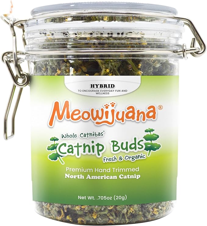 Meowijuana | Dried Catnip Buds Jar | Premium Organic Catnip | Grown in North America | Perfect for Cat Toys | Fresh Catnip for Extended Playtime | Elevate Your Cat&