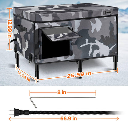 Heated Outdoor Cat House Waterproof Insulated Shelter Medium XL