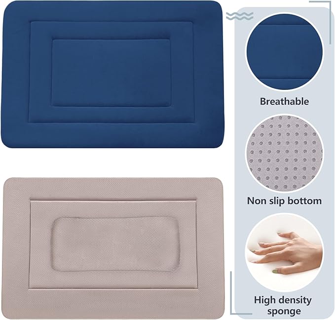 JoicyCo Dog Crate Bed Pad Mat, 36 in Non Slip Bottom Washable for Medium &amp; Large Dogs, Kennel Pad, Dark Blue