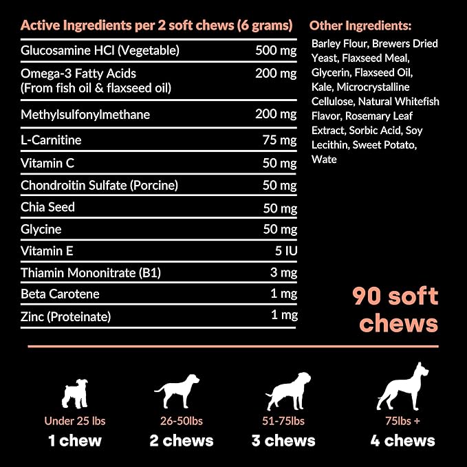 Joint &amp; Recovery | 2-in-1 Joint &amp; Muscle Chews. Help Reduce Pain &amp; Increase Daily Activity. Helps with Arthritis and Pain Prevention. Tasty Trout Flavor.