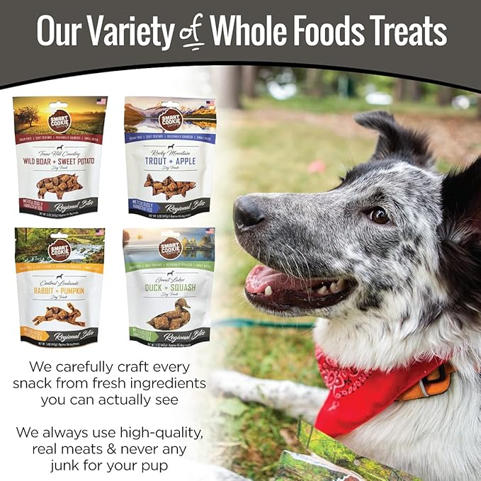 Smart Cookie All Natural Soft Dog Treats - 4 Flavor Variety Pack (5oz Each) - Healthy Dog Treats for Dogs &amp; Puppies with Allergies, Sensitive Stomachs - Chewy, Grain Free, Made in USA