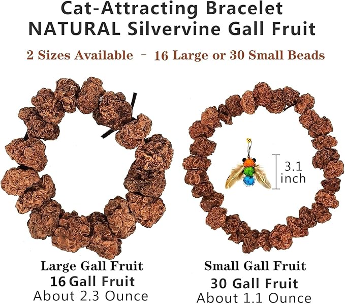 Natural Silvervine Gall Fruit Cat-Attracting Bracelet,Interactive Cat Toy for Indoor Cats,Cat Chew Toy with Gallfruit | Catnip &amp; Silvervine Alternative, Stress Relief &amp; Gift
