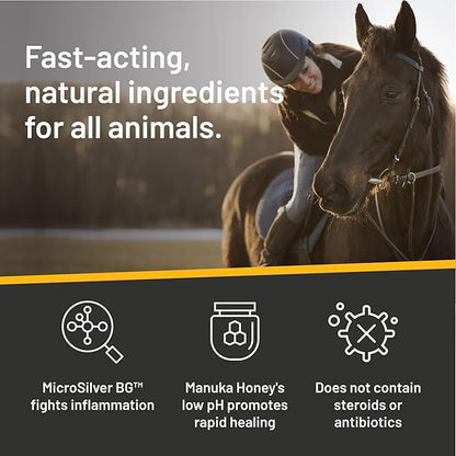 Absorbine Silver Honey Rapid Wound Repair Ointment, Manuka Honey &amp; MicroSilver BG, Veterinarian Tested Horse &amp; Animal Wound Care, 2oz Tube