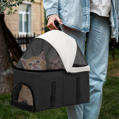 Magshion Foldable Pet Stroller, 3-in-1 Dog Travel Jogger with Detachable Carrier, Cup Holder, Storage Basket, Folding Carrier for Small/Medium Dogs &amp; Cats Up to 33 lbs, Black