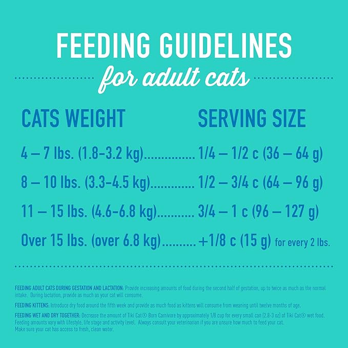 Tiki Cat Born Carnivore High Protein Dry Cat Food, Herring &amp; Salmon Meal, 5.6 lbs. Bag