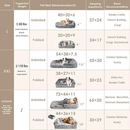 EHEYCIGA Foldable Dog Bed, Faux Fur Fluffy Dog Couch Bed, Orthopedic Calming Memory Foam Pet Bed for Small Dogs, Washable Soft Warm Pet Sofa Bed with Non-Slip Bottom, Faded Black, 40"x30"x6"