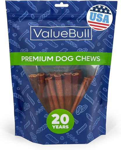 ValueBull USA Collagen Sticks for Dogs, 6 Inch Medium Chews, Natural Long-Lasting Dog Treats, 25 Count - Promotes Joint, Skin &amp; Coat Health with Glucosamine and Chondroitin