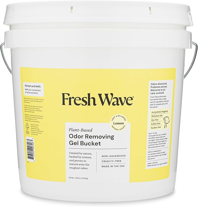 Fresh Wave Odor Removing Gel Bucket, 15.5 lb. (248 oz.) | Lemon Scent Refill | Odor Absorbers for Home | Safer Odor Relief | Natural Plant-Based Odor Eliminator | For Cooking, Trash &amp; Pets