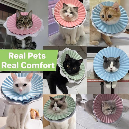 Soft Cat Cone Collar for Cats– Adjustable Lightweight Recovery E-Collar to Stop Licking, Scratching &amp; Biting After Surgery, Comfortable Wound Healing Cone Alternative (Green, L)