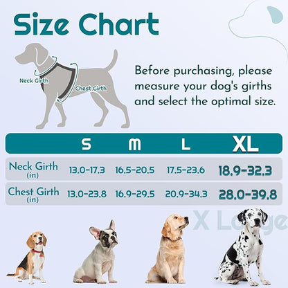 Eagloo Dog Harness for Large Dogs, Easy Wearing with 3 Buckles, Adjustable No Pull Pet Harness with 2 Rings for Walking, No Chock Reflective Soft Padded Vest with Control Handle, Red &amp; Teal, XL