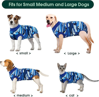 Kuoser Recovery Suit for Dogs Cats After Surgery, Professional Pet Recovery Shirt Dog Abdominal Wounds Bandages, Substitute E-Collar &amp; Cone,Prevent Licking Dog Onesies Pet Surgery Recovery Suit