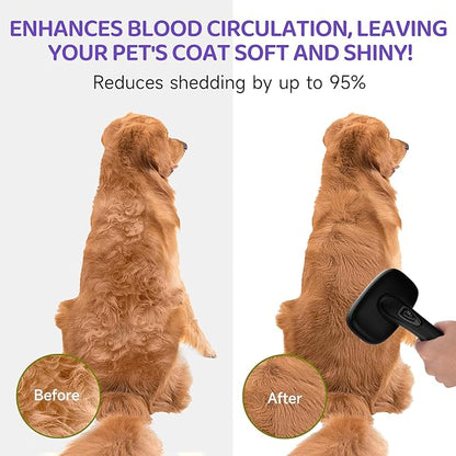 Dog Brush Kit – 3 PCS Grooming Set with Self-Cleaning Brush, Undercoat Rake &amp; Pet Bath Brush. Great for Shedding, Tangles &amp; Dirt Removal – Ideal for Long &amp; Short Haired Dogs &amp; Cats, Black