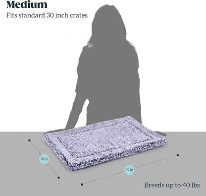 Stoutwool Indestructible Dog Bed - Fluffy Chew Proof Dog Crate Pad - Tough Kennel Pad for Aggressive Chewers - Washable, Ideal for Medium Breeds &amp; Fits 30-Inch Crate - 29"x18", Jacaranda