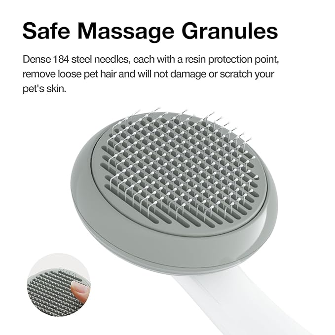 Cat Brush for Shedding, Pet Grooming Self Cleaning Slicker Brush for Cats &amp; Dogs, Grey