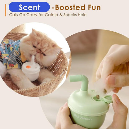 Automatic Laser Cat Interactive Toy, Self-Balancing 360° Auto-Spin Laser Pointer with Catnip Hole, Triple-Sensory – Kitten Sight, Smell &amp; Touch, Boredom Relief Toy for Indoor Adult Cat (white)
