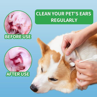 VinTS 100 PCS Cotton Dog Ear Cleaning Swabs, Pet’s Ear Infection Treatment Gourd-Shaped Swabs Prevent Accidental Injuries, Safer Cleaning for Dogs and Cats– Small Size.100% Cotton
