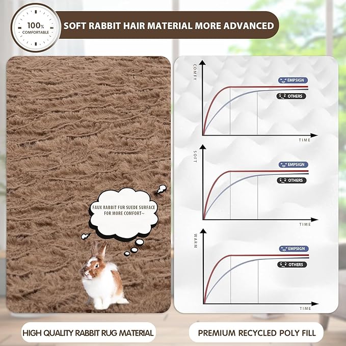 EMPSIGN Dog Bed Mat 41 Inch Reversible Warm &amp; Cool,Washable Dog Crate Bed with Egg Crate Foam Support, Pet Sleeping Mat for Large Medium Small Dogs, Fluffy Kennel Pad(Brown)