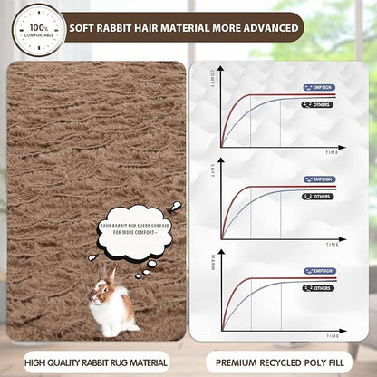 EMPSIGN Dog Bed Mat 41 Inch Reversible Warm &amp; Cool,Washable Dog Crate Bed with Egg Crate Foam Support, Pet Sleeping Mat for Large Medium Small Dogs, Fluffy Kennel Pad(Brown)