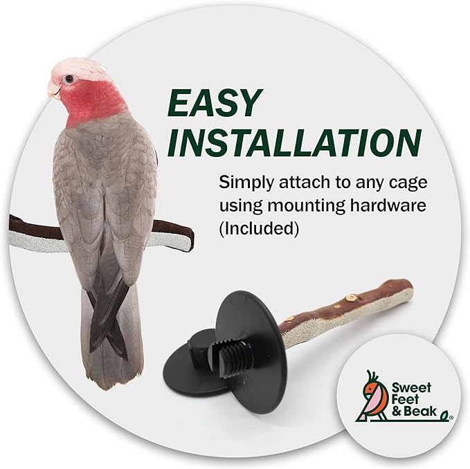 Superoost Manzanita Pumice Pedicure Perch- Easy to Install Bird Cage Accessories for Healthy Feet, Nails and Beak - Natural Bird Perches Imitates Birds&